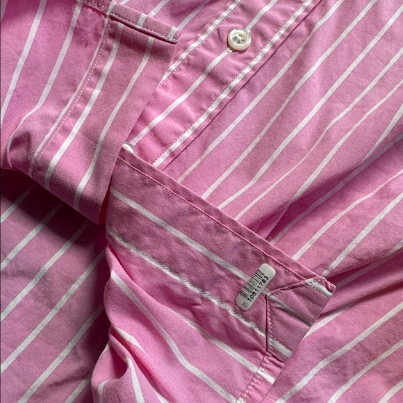 Ralph Lauren Black Label Pink White Stripe Button Down Shirt Preppy Logo Sz 2 - Picture 7 of 10